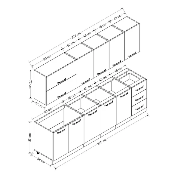 Minar 275 Cm Mutfak Dolabı Beyaz 275-B2 - Resim 8