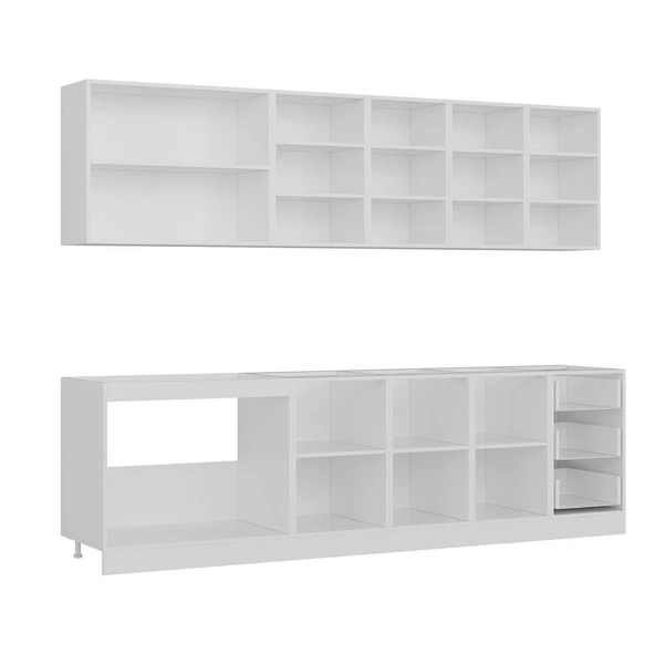 Minar 275 Cm Mutfak Dolabı Beyaz 275-B2 - Resim 6