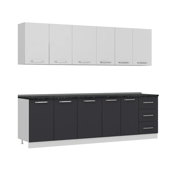 Minar 265 Cm Mutfak Dolabı Beyaz Antrasit 265-A1 - Resim 3