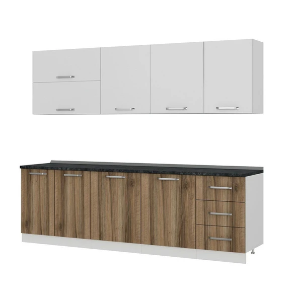 Minar 260 Cm Mutfak Dolabı Beyaz Dore 260-D1 - Resim 4