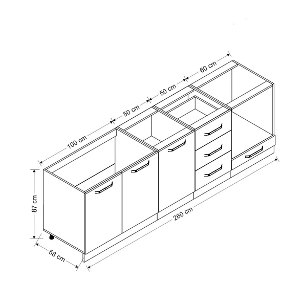 Minar 260 Cm Mutfak Dolabı Beyaz Dore 260-D6 - Resim 8