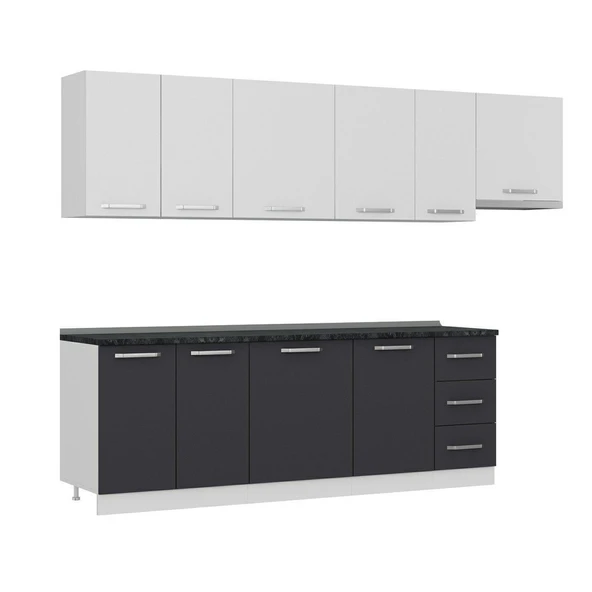 Minar 290 Cm Mutfak Dolabı Beyaz Antrasit 290-A4 - Resim 3