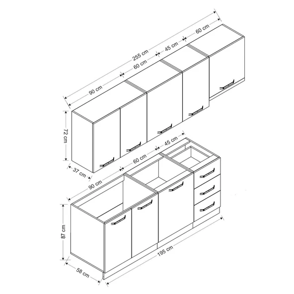 Minar 255 Cm Mutfak Dolabı Beyaz 255-B4 - Resim 8