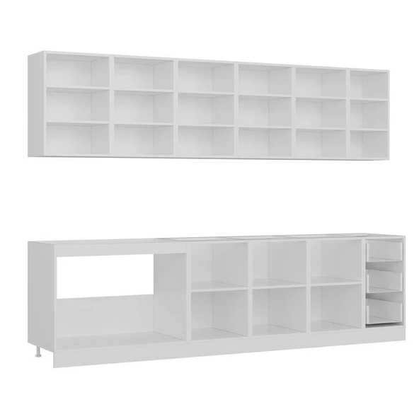 Minar 290 Cm Mutfak Dolabı Beyaz Antrasit 290-A2 - Resim 6