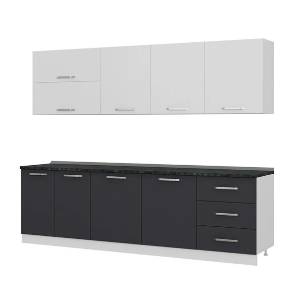 Minar 270 Cm Mutfak Dolabı Beyaz Antrasit 270-A1 - Resim 4