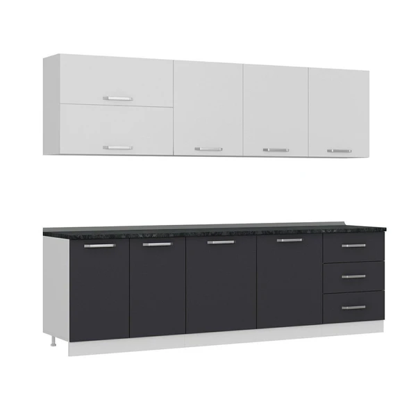 Minar 270 Cm Mutfak Dolabı Beyaz Antrasit 270-A1 - Resim 3