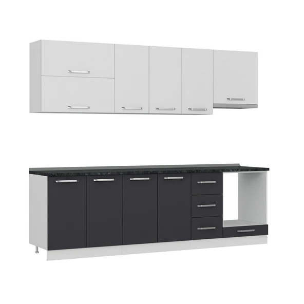 Minar 260 Cm Mutfak Dolabı Beyaz Antrasit 260-A5 - Resim 3