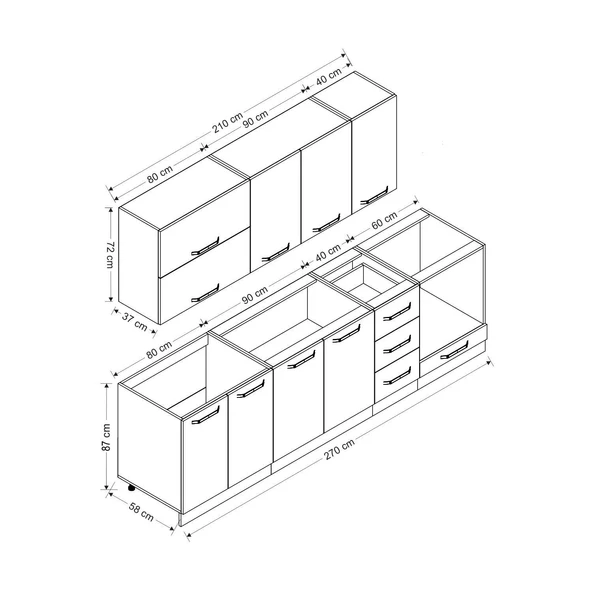 Minar 270 Cm Mutfak Dolabı Beyaz 270-B5 - Resim 8