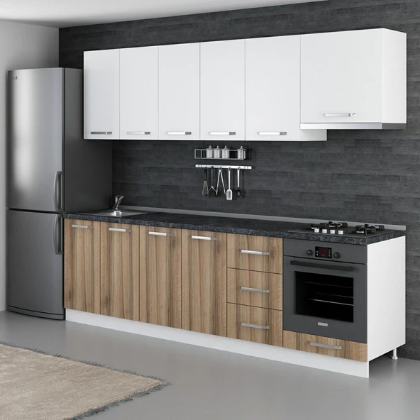 Minar 265 Cm Mutfak Dolabı Beyaz Dore 265-D5 - Resim 5