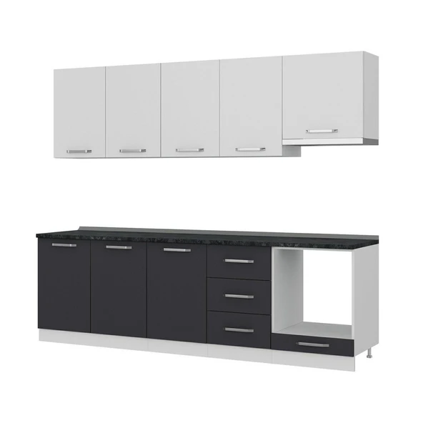 Minar 260 Cm Mutfak Dolabı Beyaz Antrasit 260-A8 - Resim 4