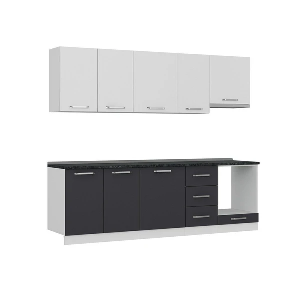 Minar 255 Cm Mutfak Dolabı Beyaz Antrasit 255-A5 - Resim 3