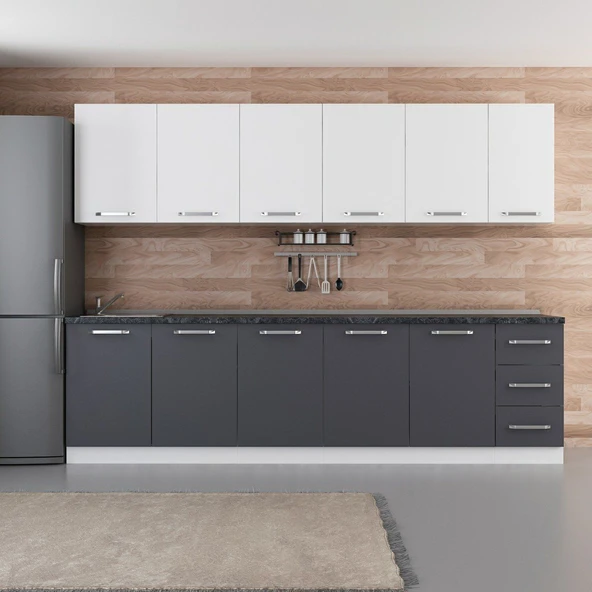 Minar 290 Cm Mutfak Dolabı Beyaz Antrasit 290-A2 ürün görseli