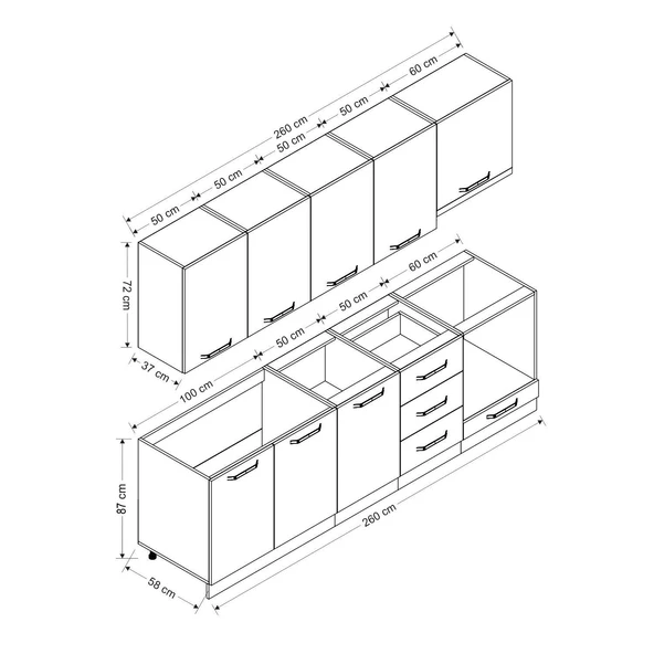 Minar 260 Cm Mutfak Dolabı Beyaz Antrasit 260-A8 - Resim 8