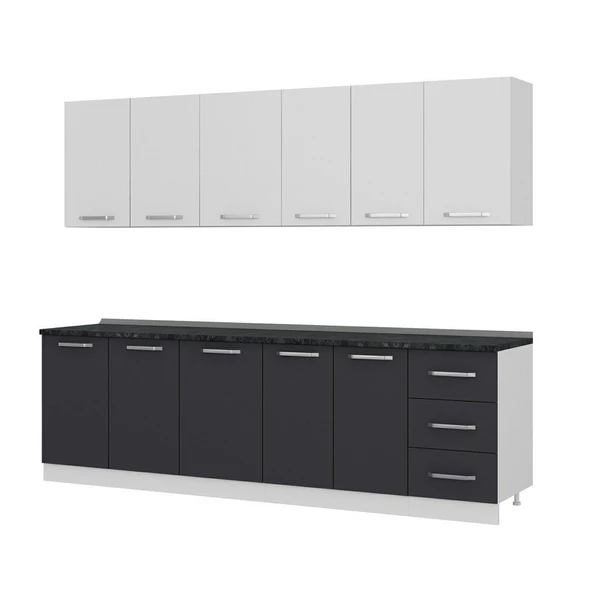 Minar 265 Cm Mutfak Dolabı Beyaz Antrasit 265-A1 - Resim 4