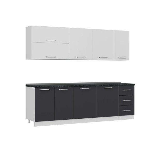 Minar 255 Cm Mutfak Dolabı Beyaz Antrasit 255-A2 - 3