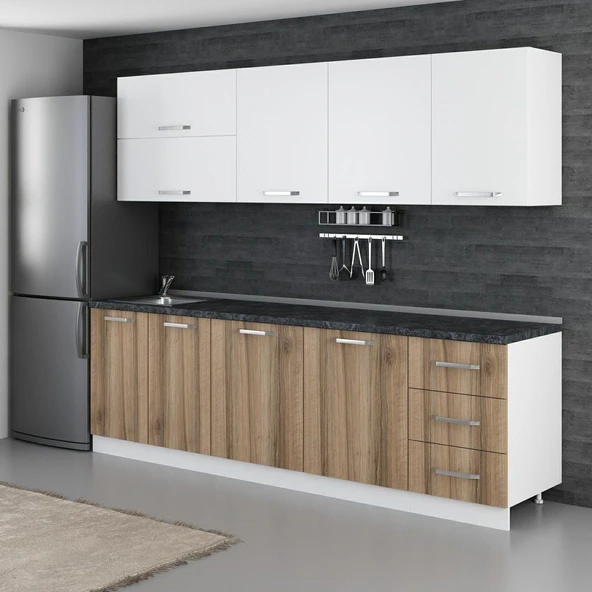 Minar 260 Cm Mutfak Dolabı Beyaz Dore 260-D1 - Resim 5