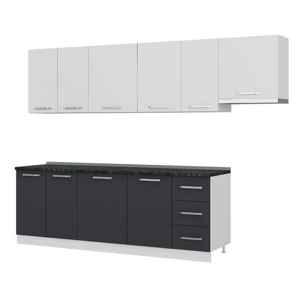 Minar 290 Cm Mutfak Dolabı Beyaz Antrasit 290-A4 - Resim 4