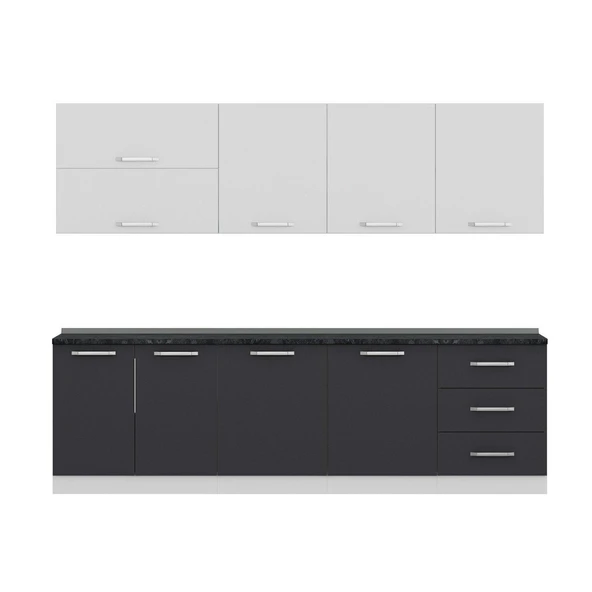 Minar 270 Cm Mutfak Dolabı Beyaz Antrasit 270-A1 - Resim 2