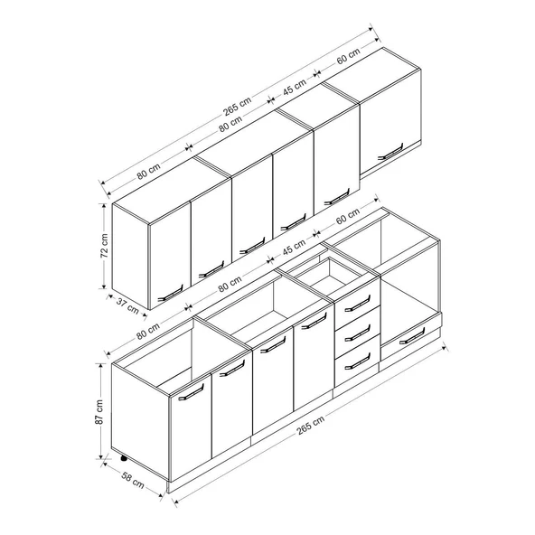 Minar 265 Cm Mutfak Dolabı Beyaz Dore 265-D5 - Resim 8