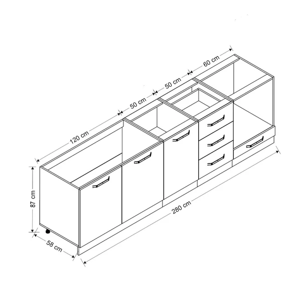 Minar 280 Cm Mutfak Dolabı Beyaz 280-B3 - Resim 8