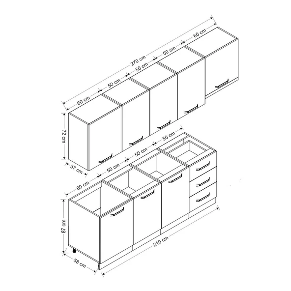 Minar 270 Cm Mutfak Dolabı Beyaz Dore 270-D4 - Resim 8