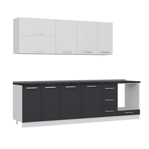 Minar 280 Cm Mutfak Dolabı Beyaz Antrasit 280-A6 - Resim 3