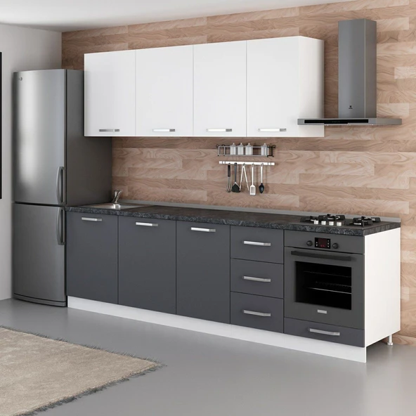 Minar 275 Cm Mutfak Dolabı Beyaz Antrasit 275-A6 - Resim 5