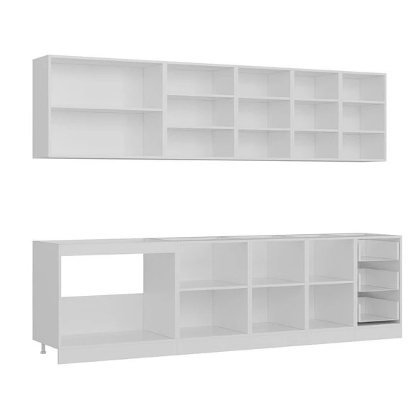 Minar 290 Cm Mutfak Dolabı Beyaz Dore 290-D1 - Resim 6