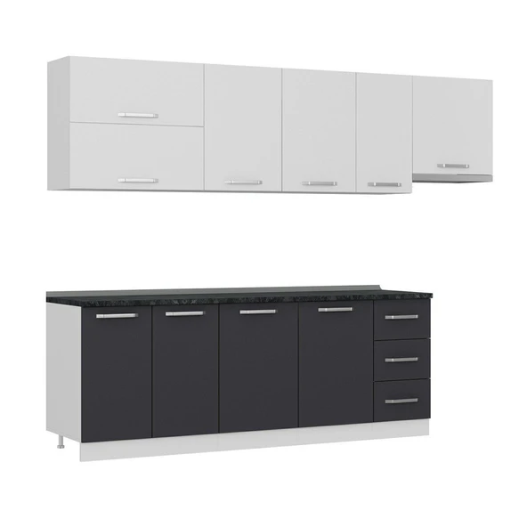 Minar 280 Cm Mutfak Dolabı Beyaz Antrasit 280-A7 - Resim 3