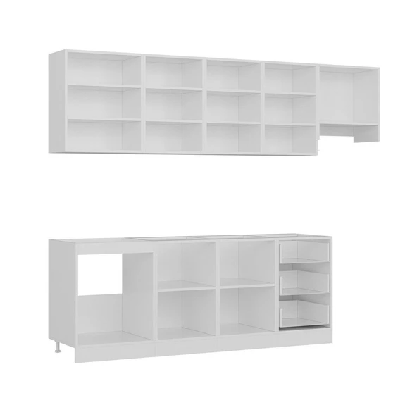 Minar 270 Cm Mutfak Dolabı Beyaz Dore 270-D4 - Resim 6