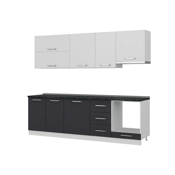 Minar 255 Cm Mutfak Dolabı Beyaz Antrasit 255-A8 - Resim 4