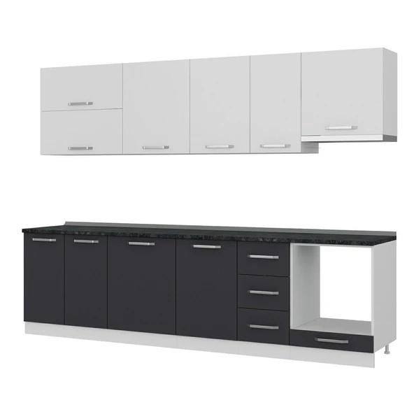 Minar 290 Cm Mutfak Dolabı Beyaz Antrasit 290-A8 - Resim 4