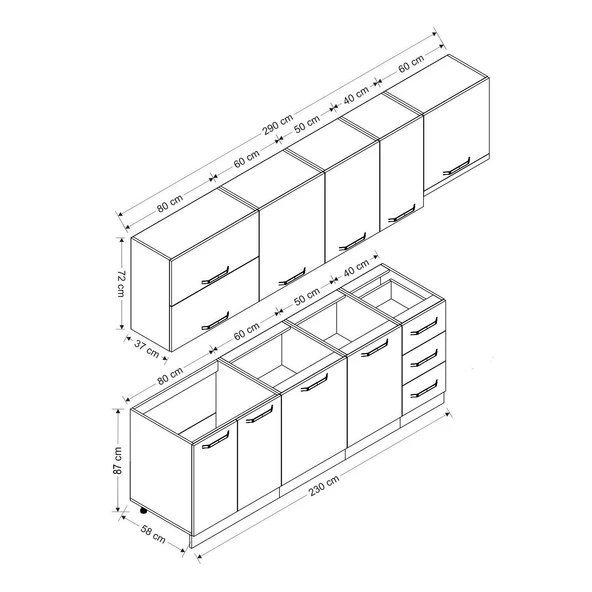 Minar 290 Cm Mutfak Dolabı Beyaz Dore 290-D7 - Resim 8