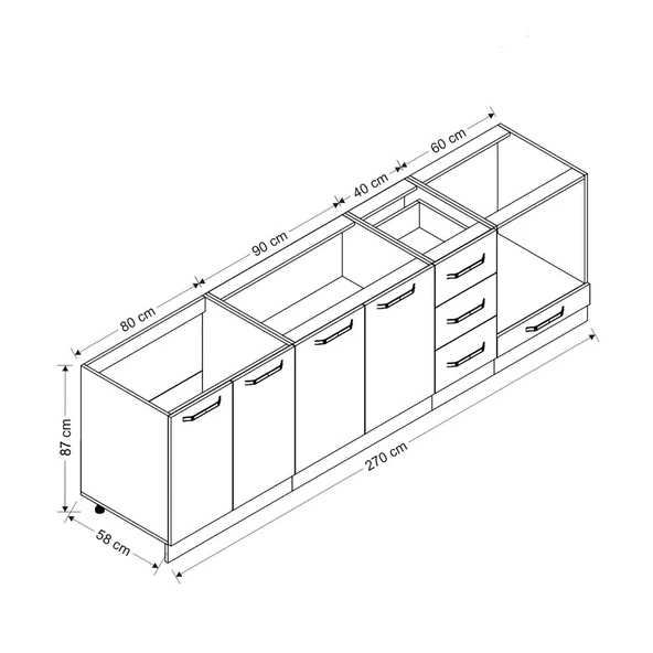 Minar 270 Cm Mutfak Dolabı Beyaz Dore 270-D6 - 8