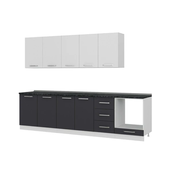 Minar 295 Cm Mutfak Dolabı Beyaz Antrasit 295-A3 - Resim 4