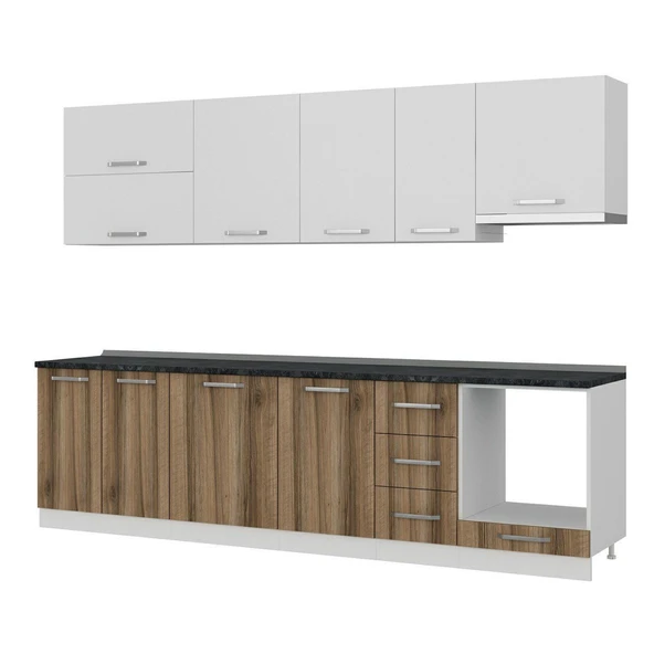 Minar 290 Cm Mutfak Dolabı Beyaz Dore 290-D8 - Resim 4