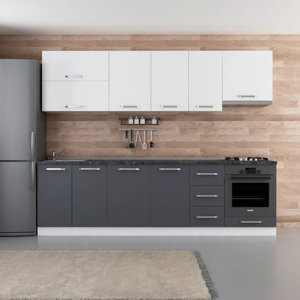 Minar 275 Cm Mutfak Dolabı Beyaz Antrasit 275-A5 ürün görseli 1