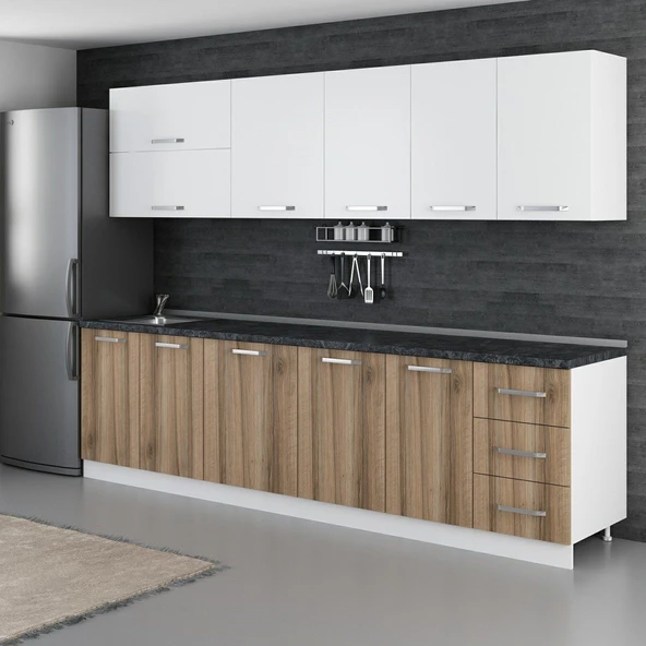 Minar 290 Cm Mutfak Dolabı Beyaz Dore 290-D1 - Resim 5