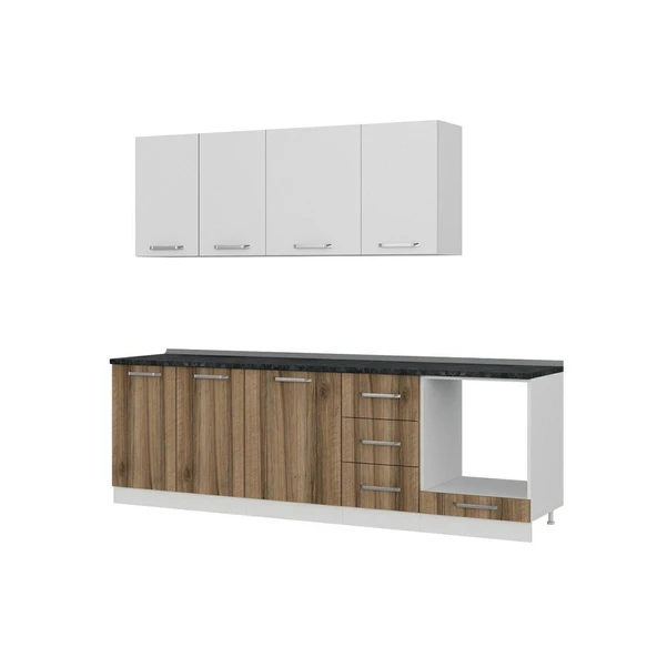 Minar 255 Cm Mutfak Dolabı Beyaz Dore 255-D3 - Resim 4