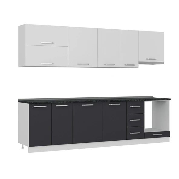 Minar 290 Cm Mutfak Dolabı Beyaz Antrasit 290-A8 - Resim 3