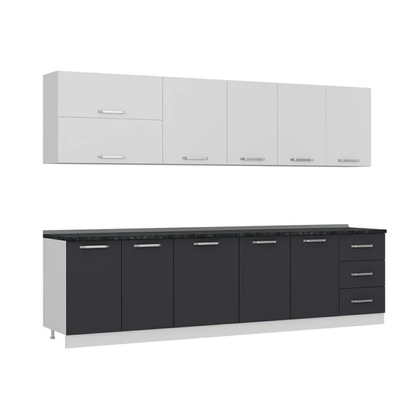 Minar 300 Cm Mutfak Dolabı Beyaz Antrasit 300-A1 - Resim 3