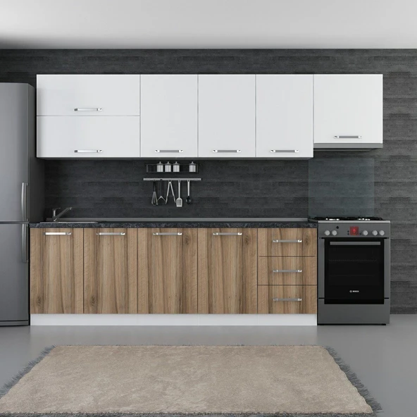 Minar 300 Cm Mutfak Dolabı Beyaz Dore 300-D8 ürün görseli