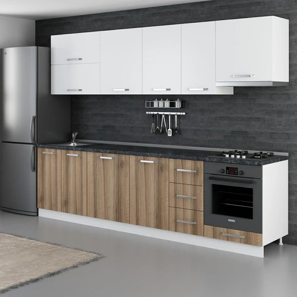 Minar 290 Cm Mutfak Dolabı Beyaz Dore 290-D8 - Resim 5