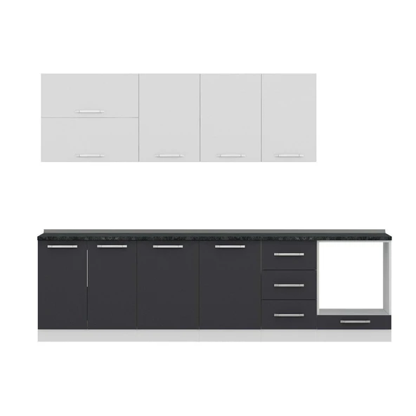 Minar 285 Cm Mutfak Dolabı Beyaz Antrasit 285-A3 - Resim 2