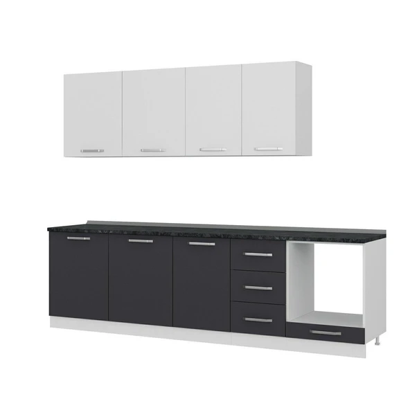 Minar 275 Cm Mutfak Dolabı Beyaz Antrasit 275-A6 - Resim 4