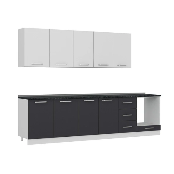 Minar 295 Cm Mutfak Dolabı Beyaz Antrasit 295-A3 - Resim 3