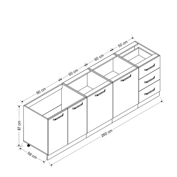 Minar 260 Cm Mutfak Dolabı Beyaz 260-B1 - Resim 8