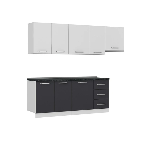 Minar 255 Cm Mutfak Dolabı Beyaz Antrasit 255-A4 - Resim 3