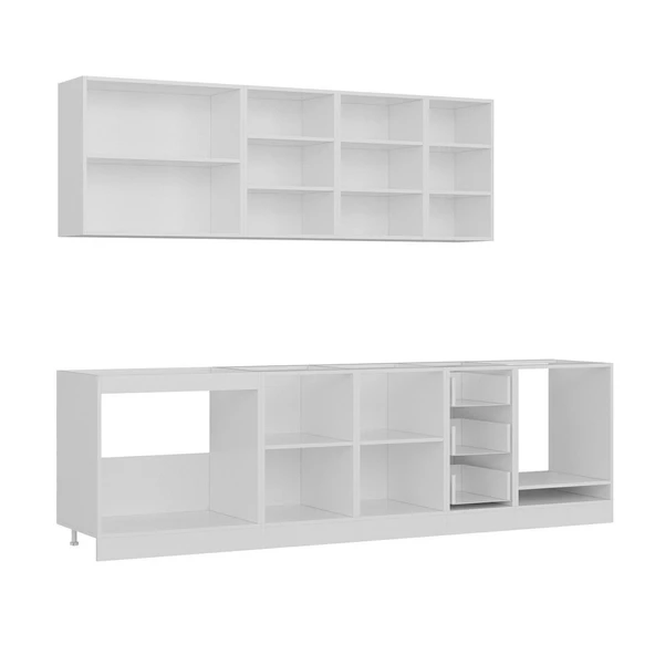 Minar 280 Cm Mutfak Dolabı Beyaz Antrasit 280-A6 - Resim 6