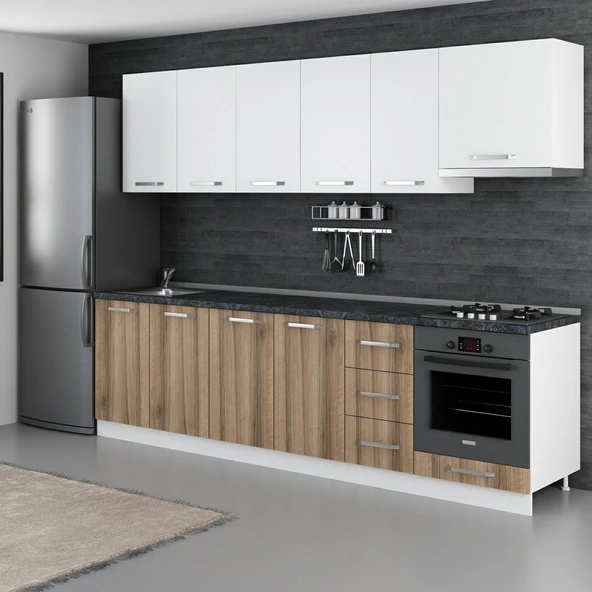 Minar 280 Cm Mutfak Dolabı Beyaz Dore 280-D11 - Resim 5